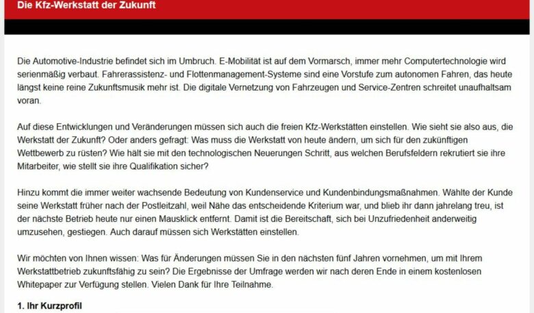 Blick in die Zukunft der freien Kfz-Werkstätten