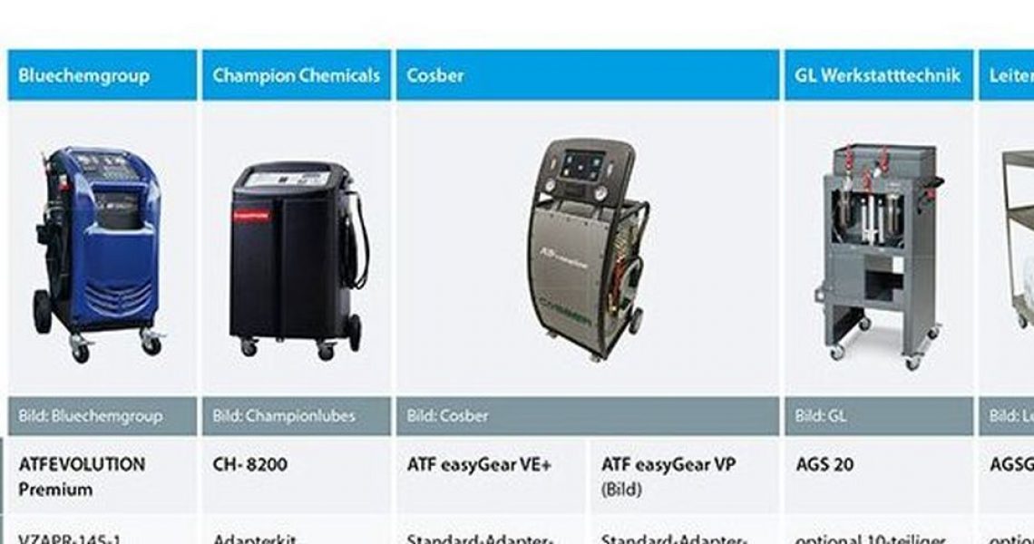 Zehn Ölspülgeräte für Automatikgetriebe