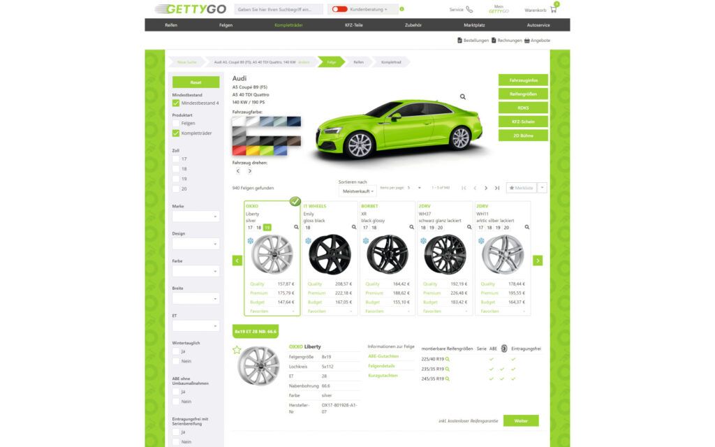 Kompletträder mit Reifengarantie konfigurieren