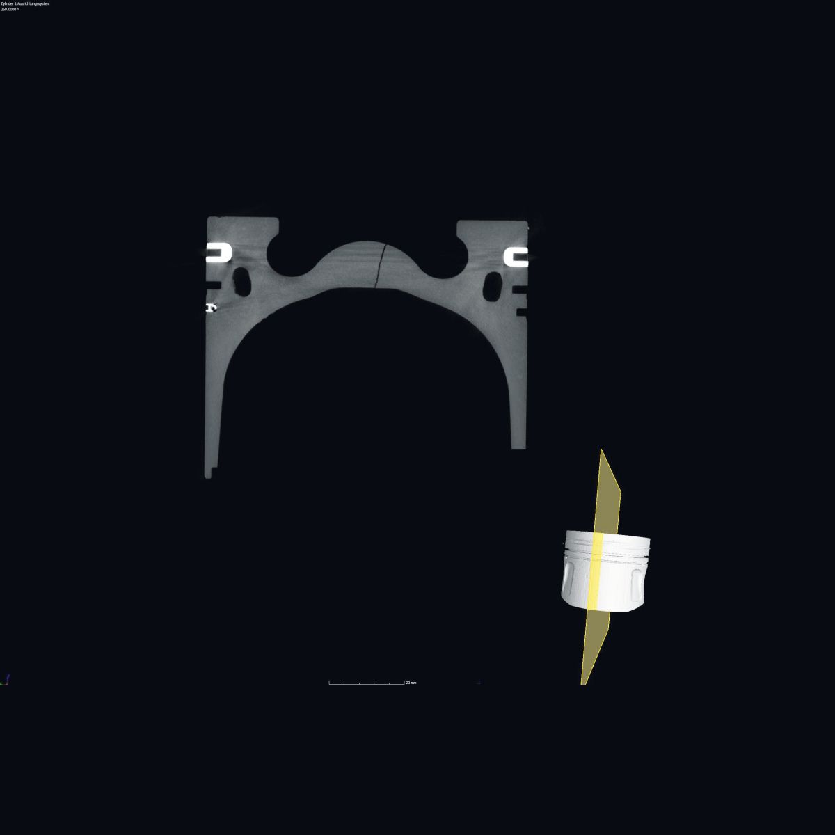Computertomografische (CT) Untersuchung eines Kolbens
