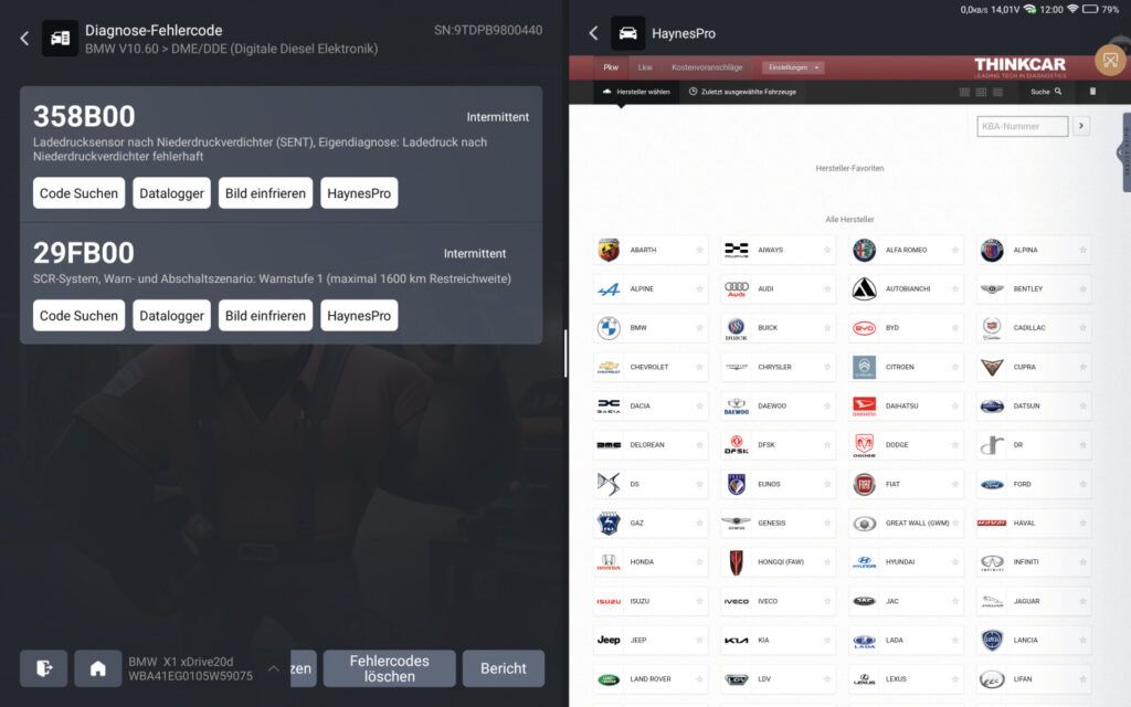 Thinktool 399 Splitscreen-Funktion