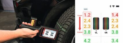 Digitaler Profiltiefenmesser als Handgerät