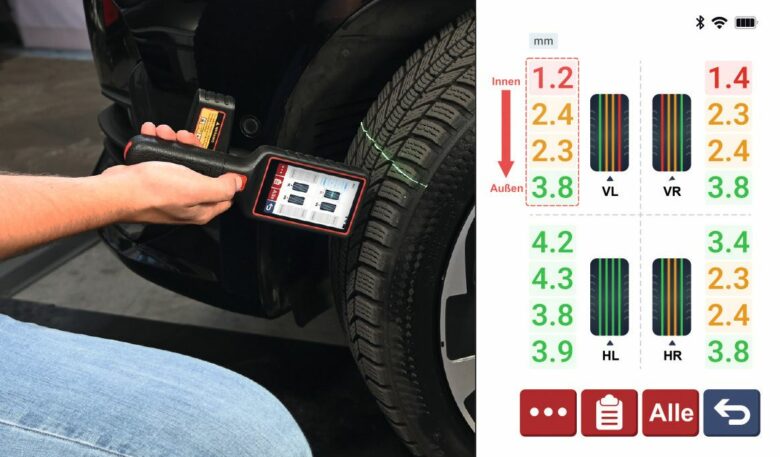 Digitaler Profiltiefenmesser als Handgerät