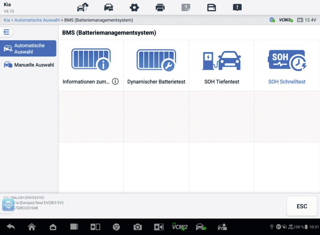 Batteriemanagementsystem prüfen mit Autel MS ULTRA S2 