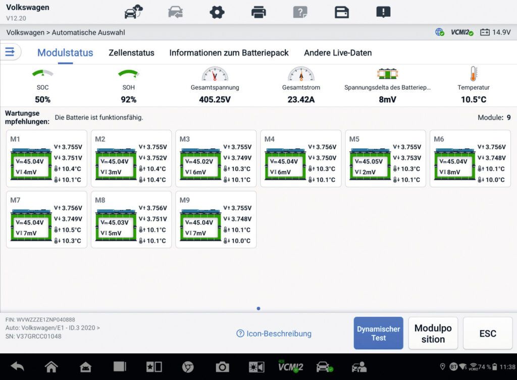Abfrage Module und Zellen einer HV-Batterie