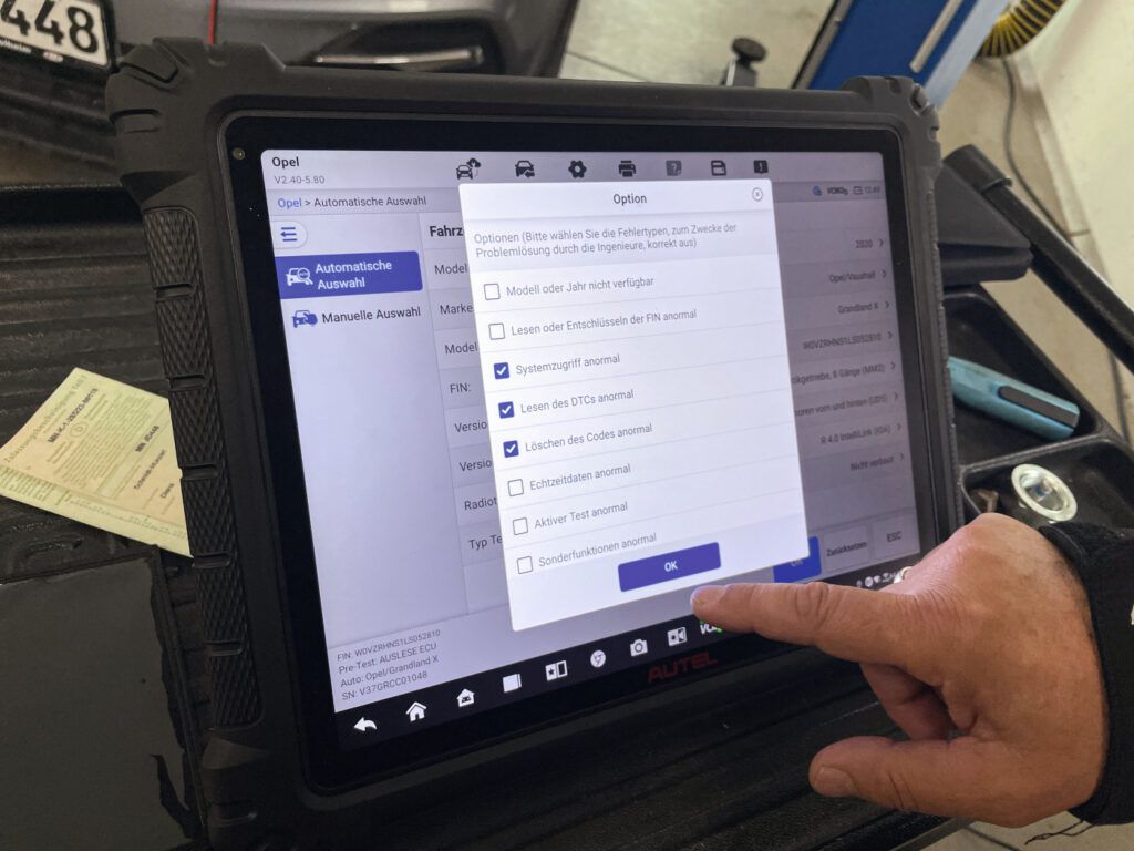 Fehlermeldung werden vom Autel MS ULTRA S2 an den Hersteller gesendet