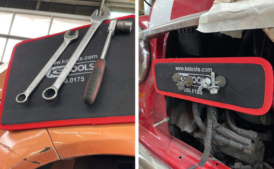 Werkzeug haftet an Magnetmatte