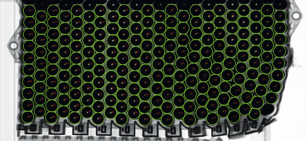 Röntgendraufsicht auf eine HV-Batterie