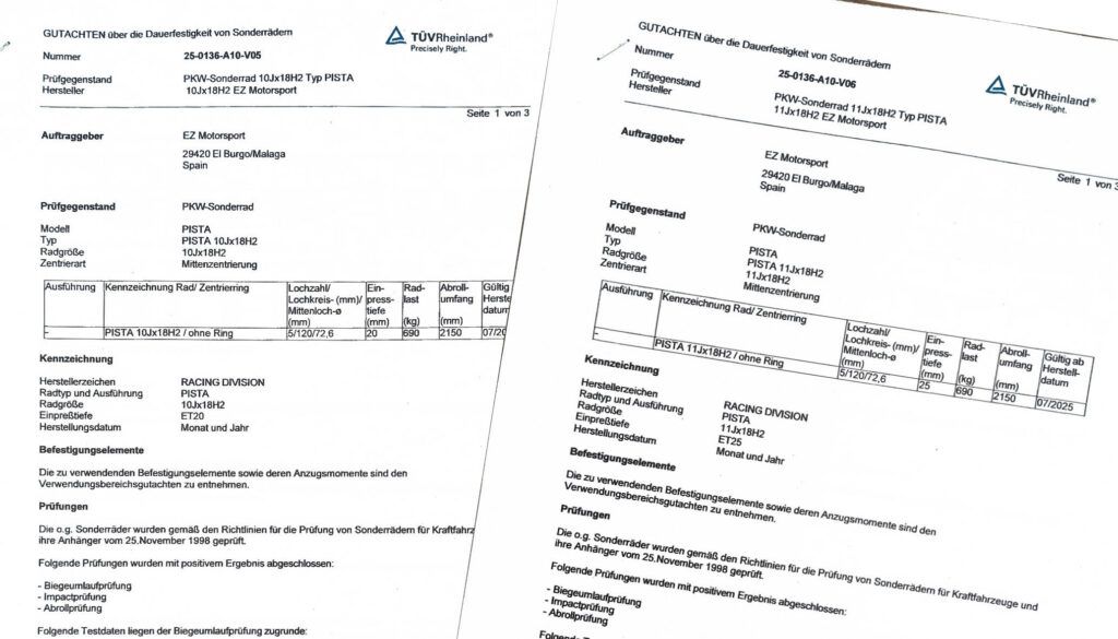 Mutmaßlich gefälschte Gutachten für Räder der Marke Racing Division